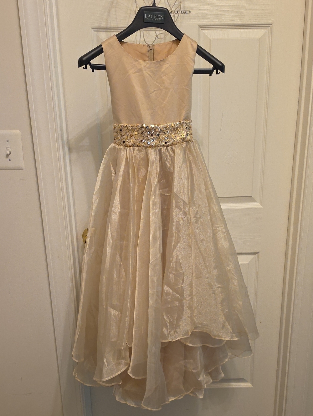 Gold Sequin Waist Girls' Party Dress